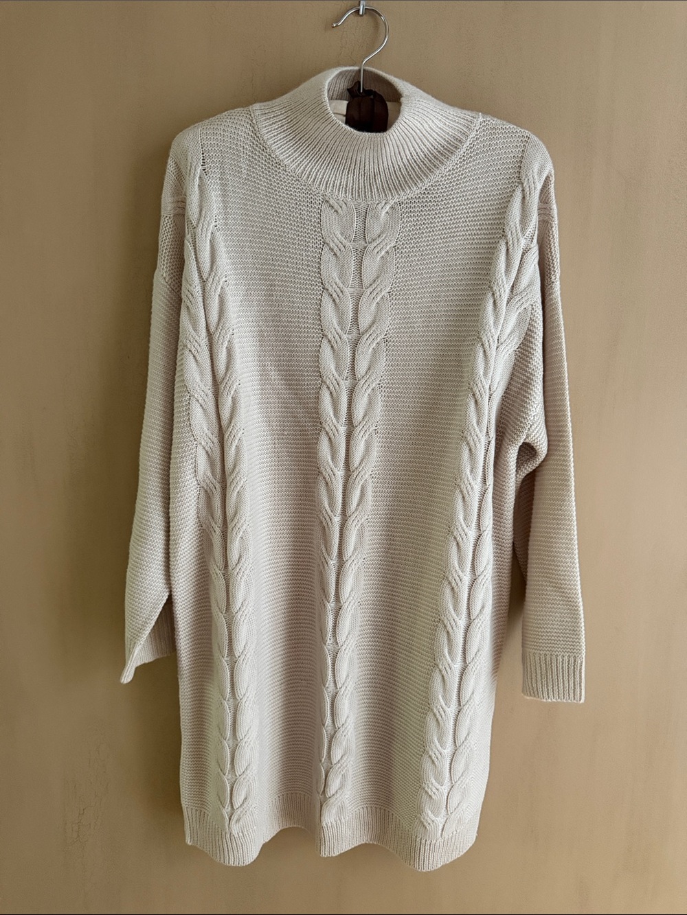 Princess Polly Cream Cable Turtleneck Sweater